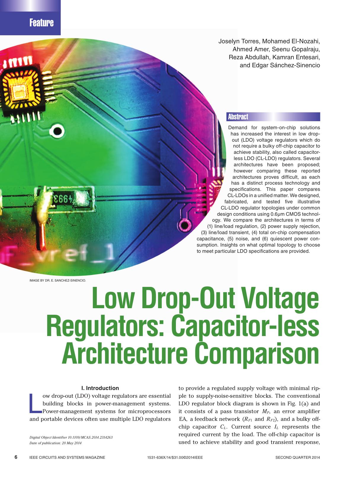 Low Drop-Out Voltage Regulators: Capacitor-less Architecture Comparison