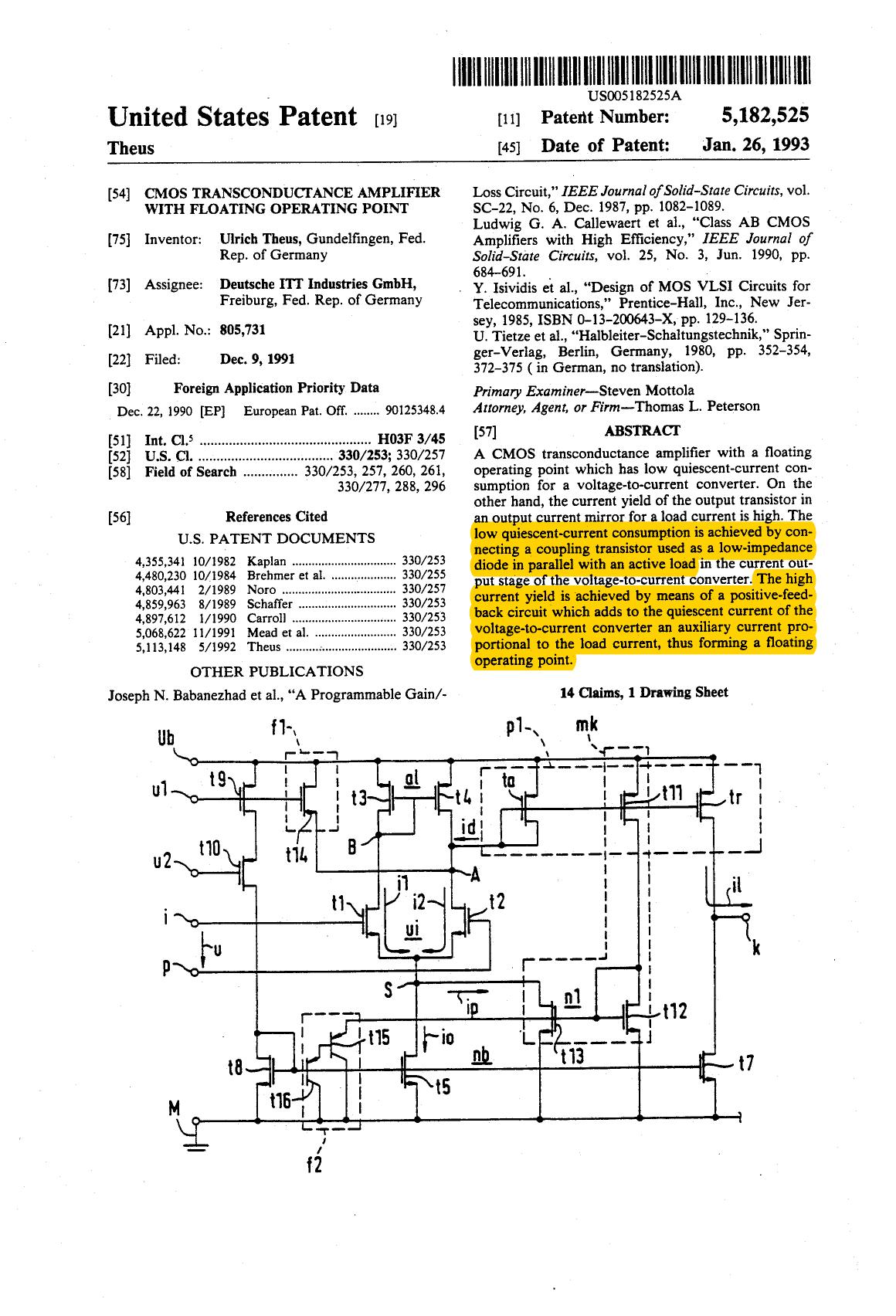 CMOS TRANSCONDUCTANCE AMPLIFIER  WITH FLOATING OPERATING POINT