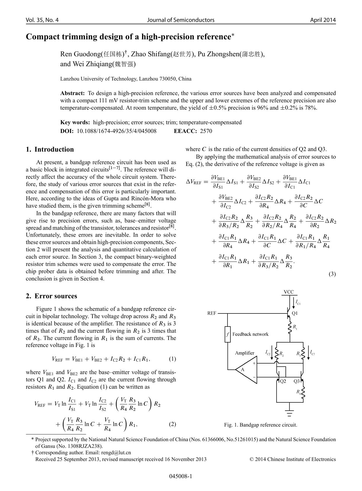 compact trimming design of a high precision reference