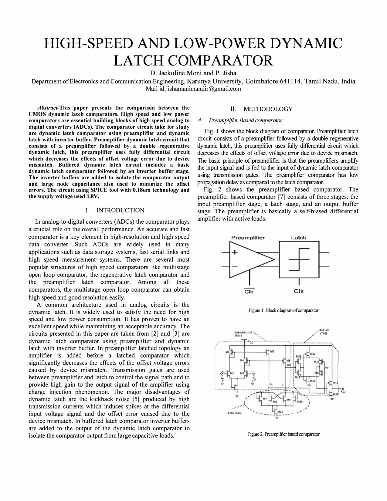 HIGH SPEED AND LOW POWER DYNAMIC LATCH COMPARATOR