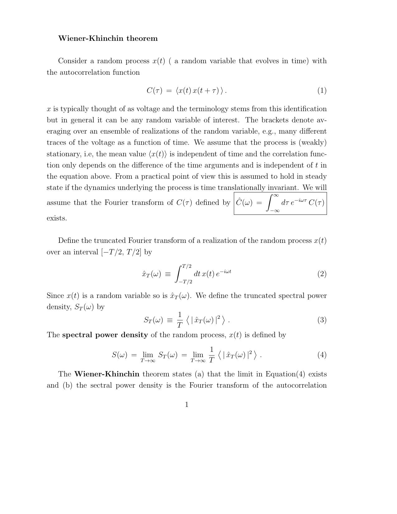 Wiener-Khinchin theorem