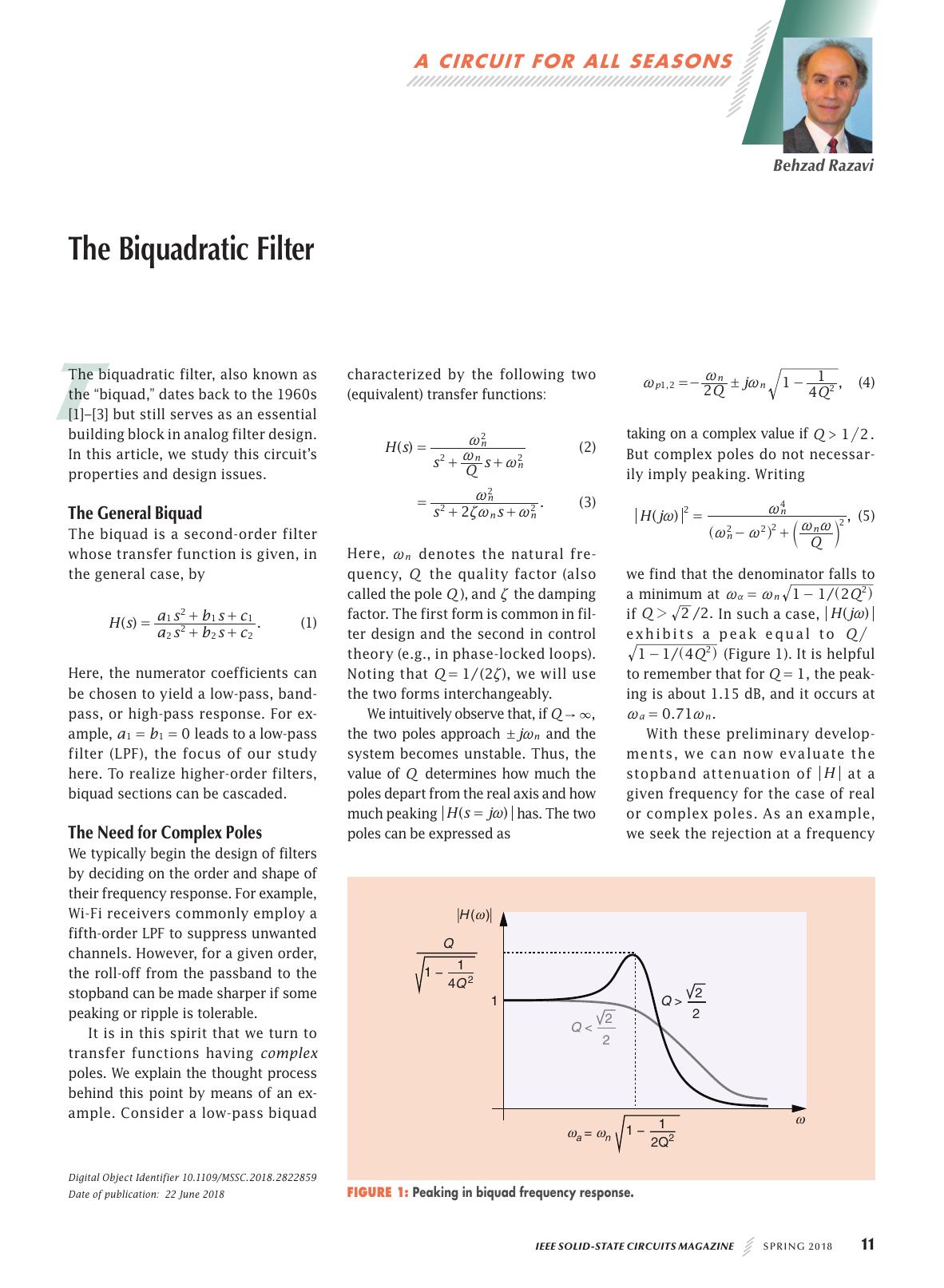 The Biquadratic Filter [A Circuit for All Seasons]