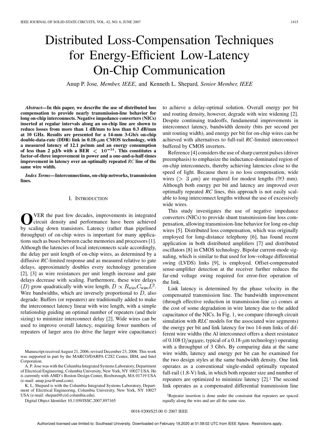 Distributed Loss-Compensation Techniques for Energy-Efficient Low-Latency On-Chip Communication