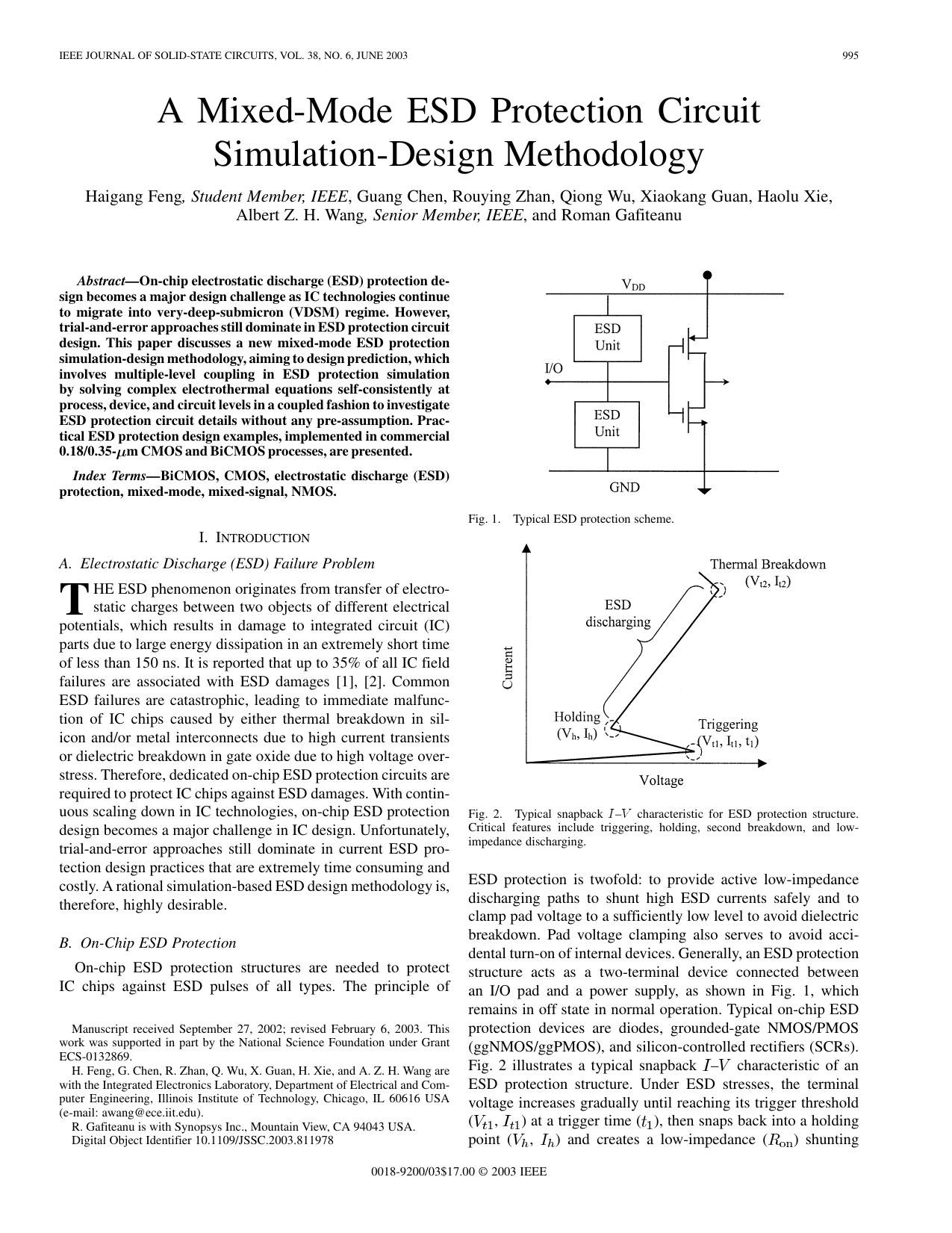 A mixed-mode esd protection circuit simulation-design methodology - Solid-State Circuits, IEEE Journal of