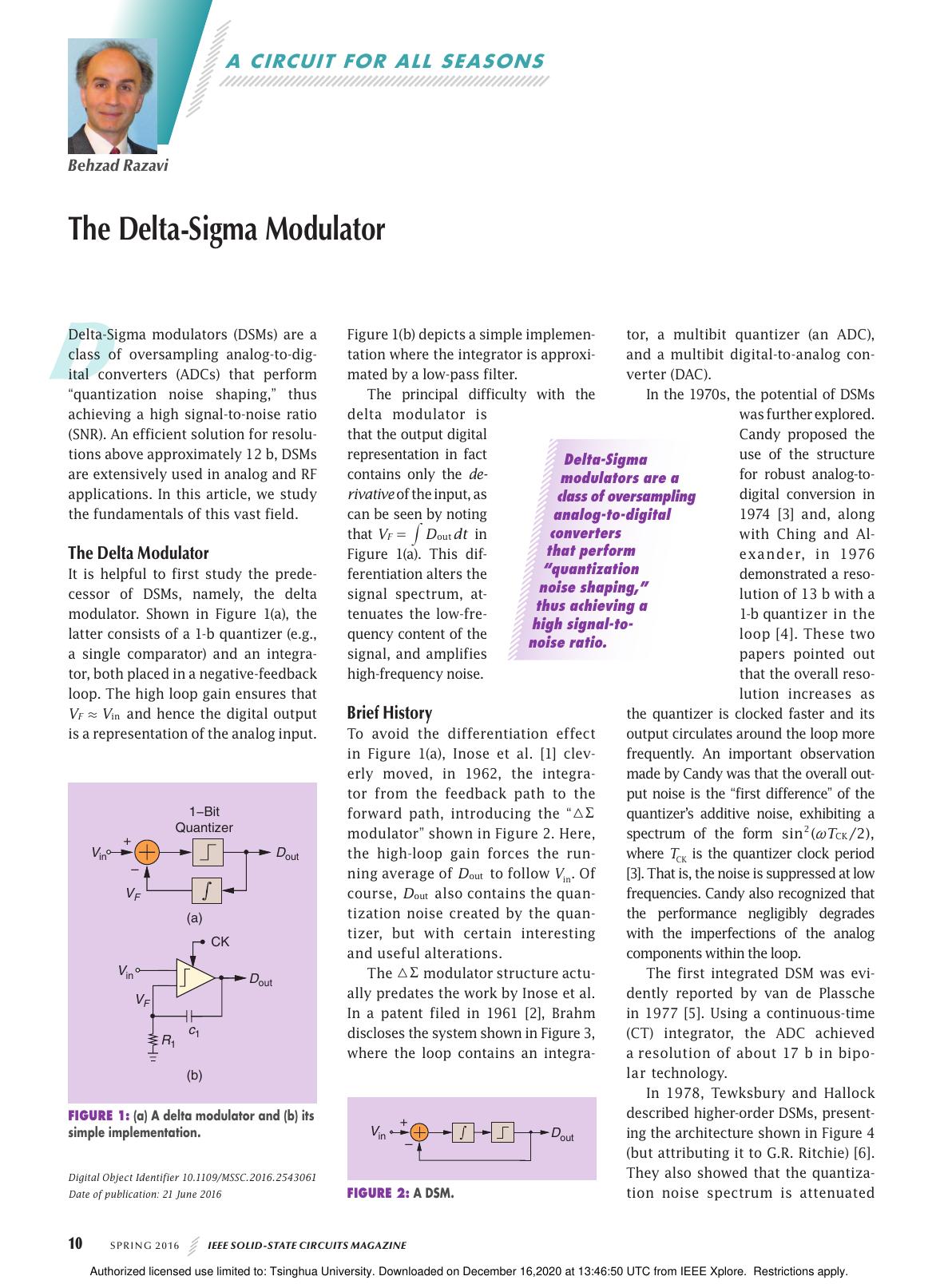 The Delta-Sigma Modulator [A Circuit for All Seasons]