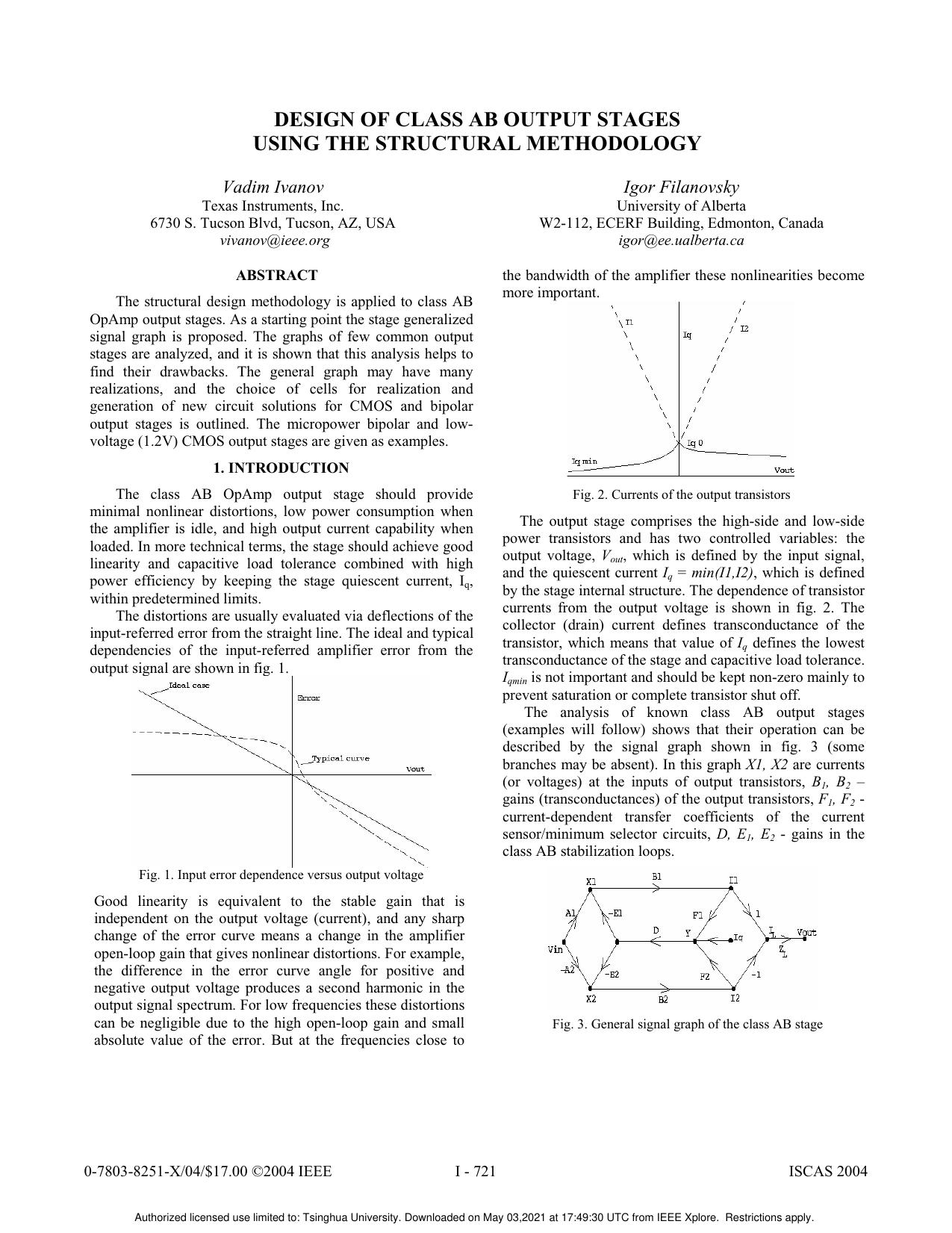 Design of class AB output stages using the structural methodology