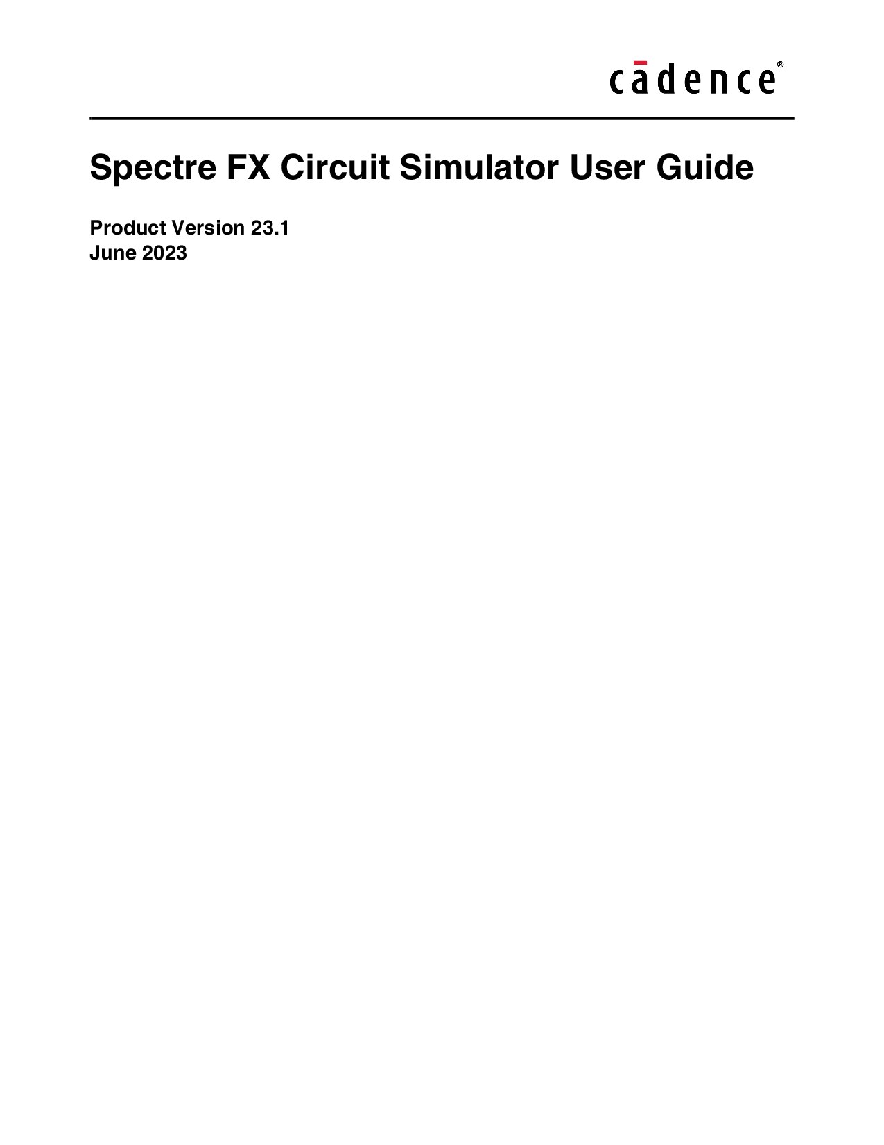 Spectre FX Circuit Simu lator User Guide