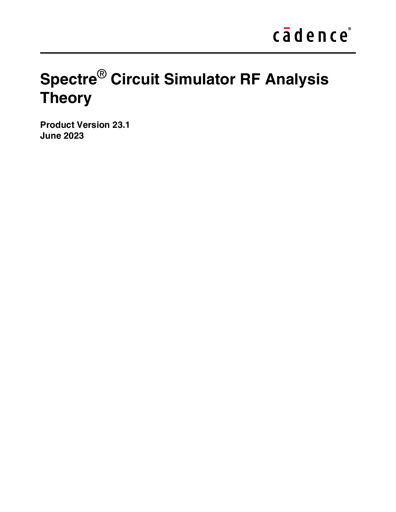 Spectre Circuit Simulator RF Analysis Theory