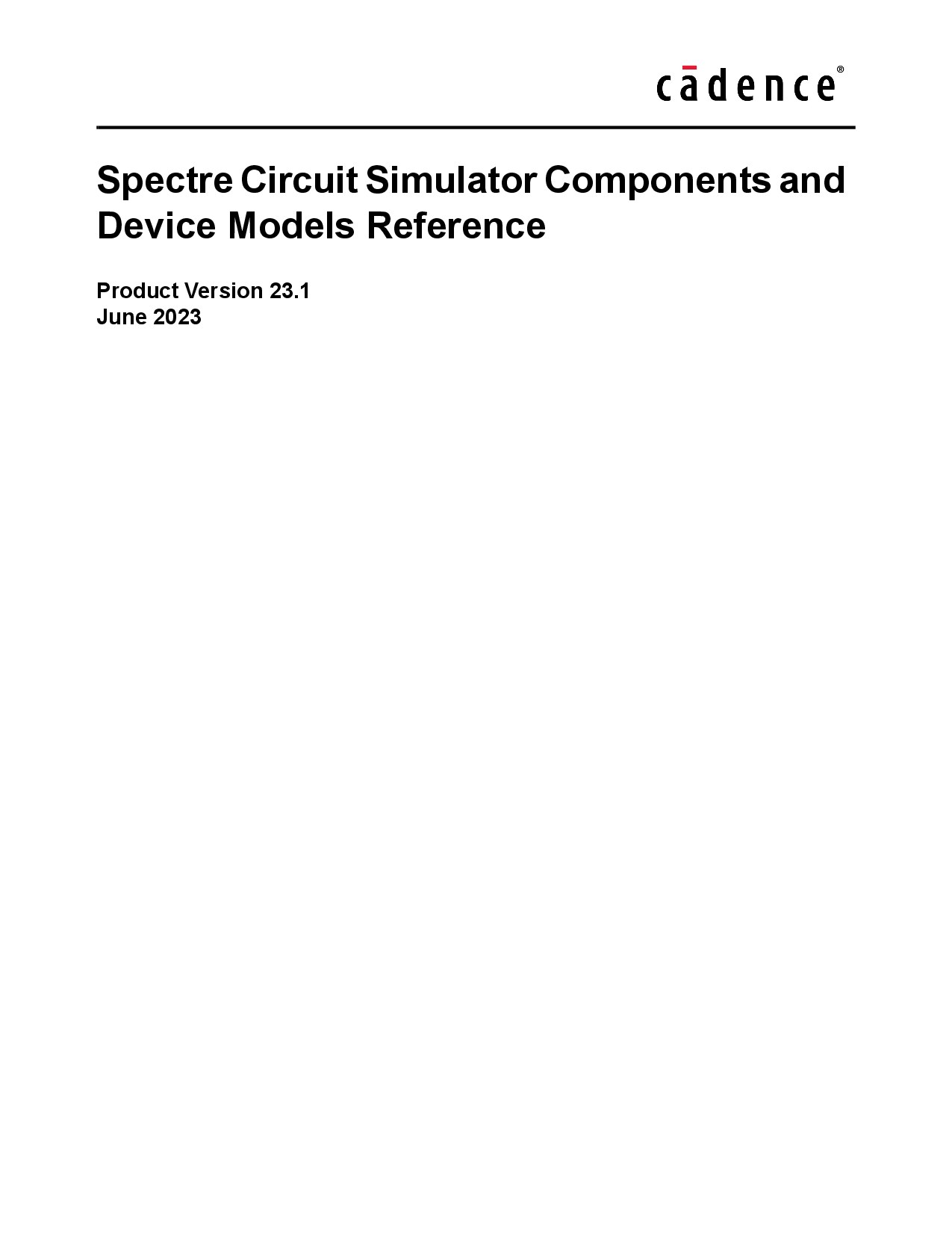 Spectre Circuit Simulator Components and Device Models Reference