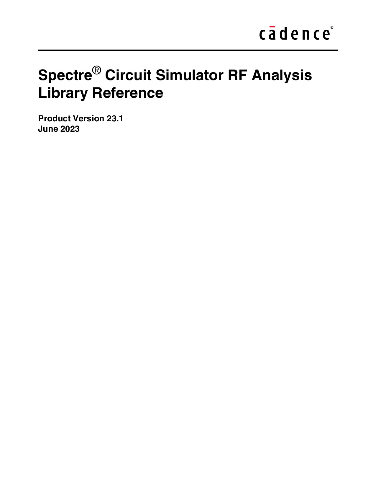 Spectre Circuit Simulator RF Analysis Library Reference