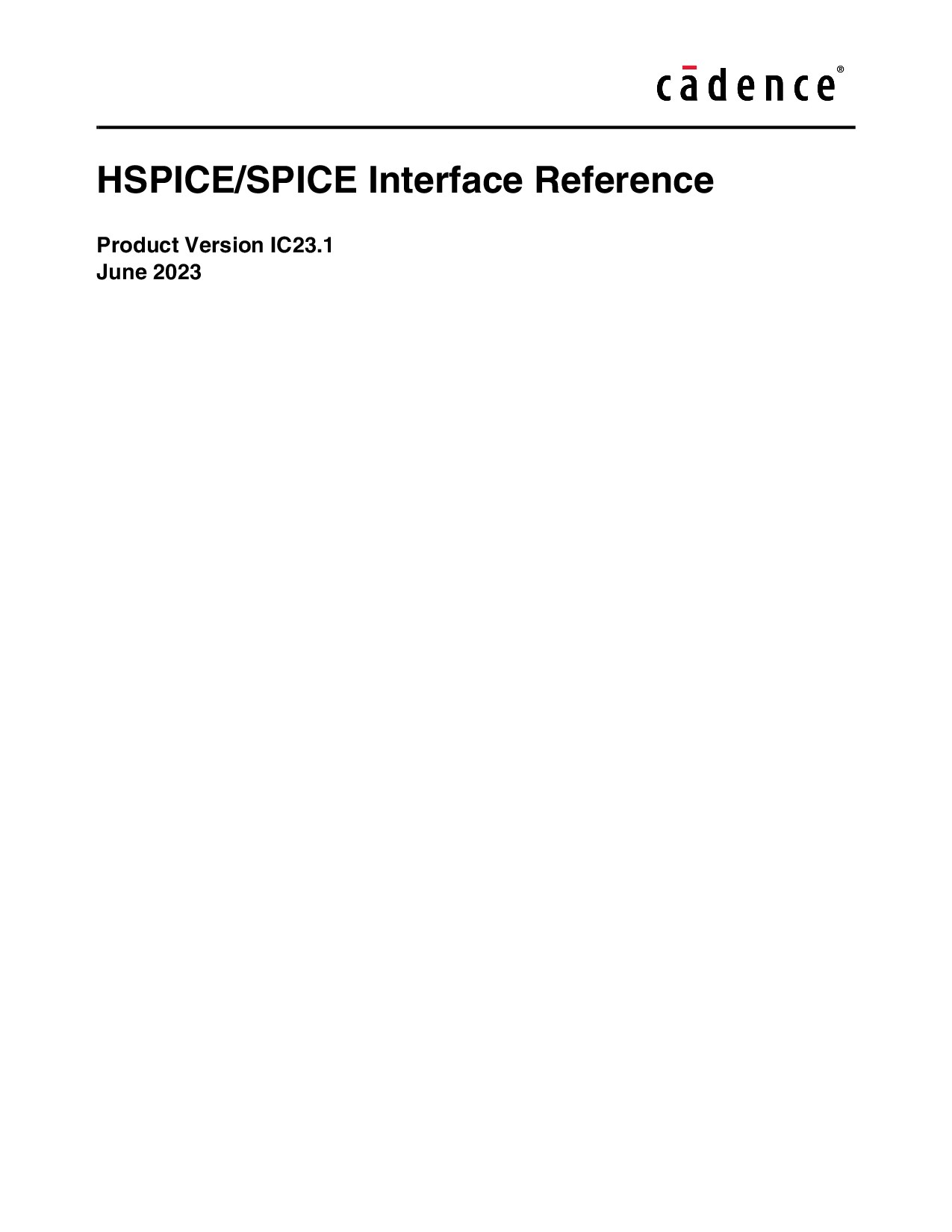 HSPICE/SPICE Interface Reference