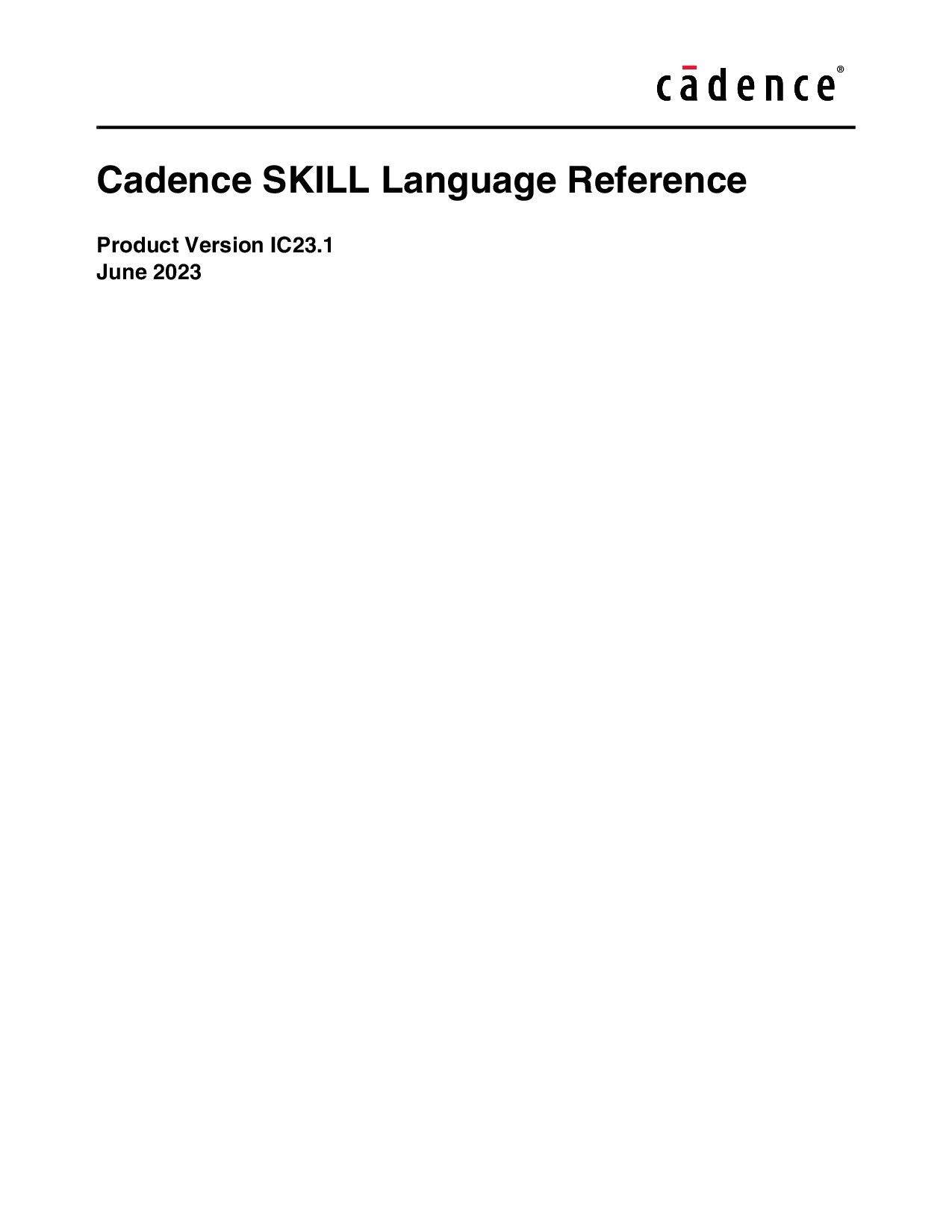 Cadence SKILL Lan guage Reference