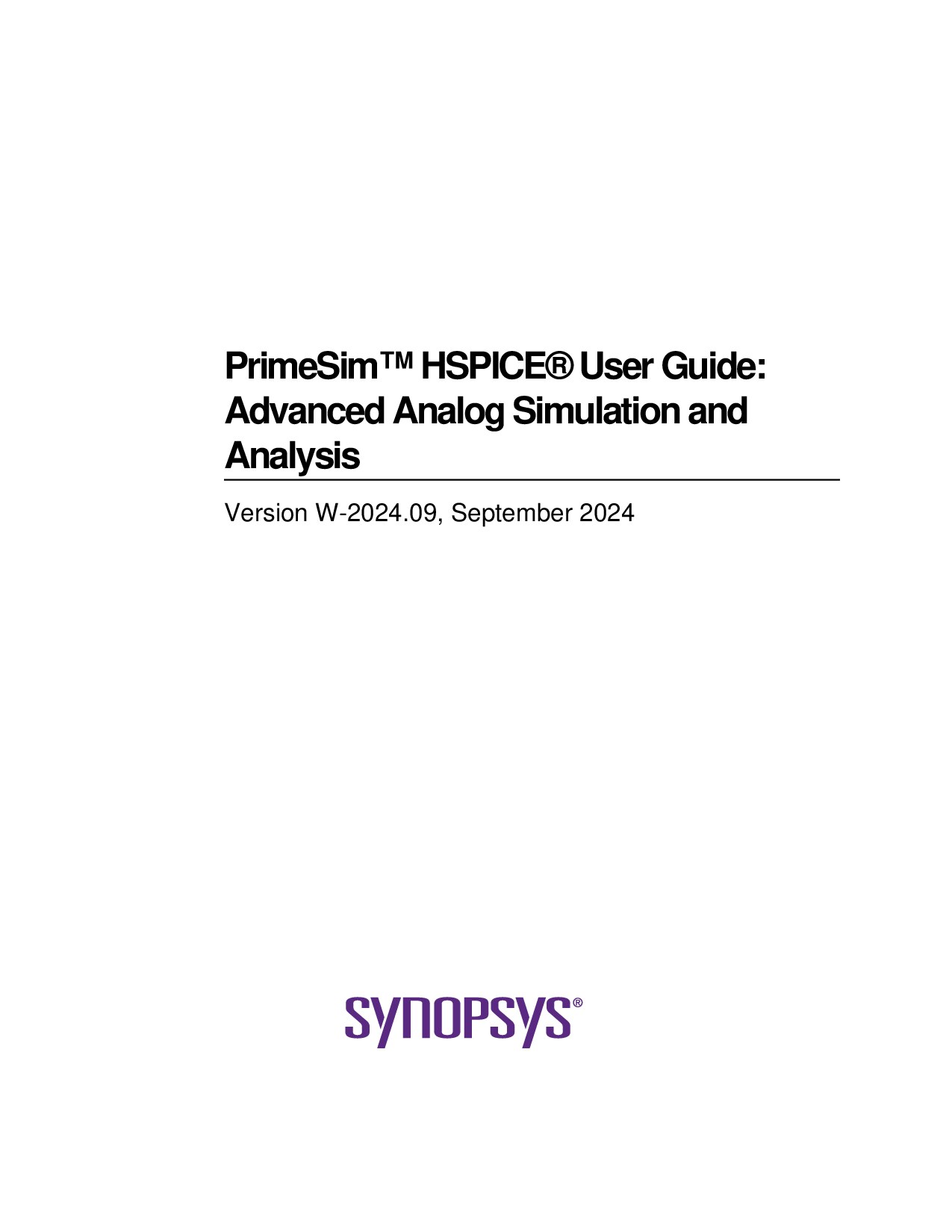 PrimeSim� HSPICE® User Guide: Advanced Analog Simulation and Analysis