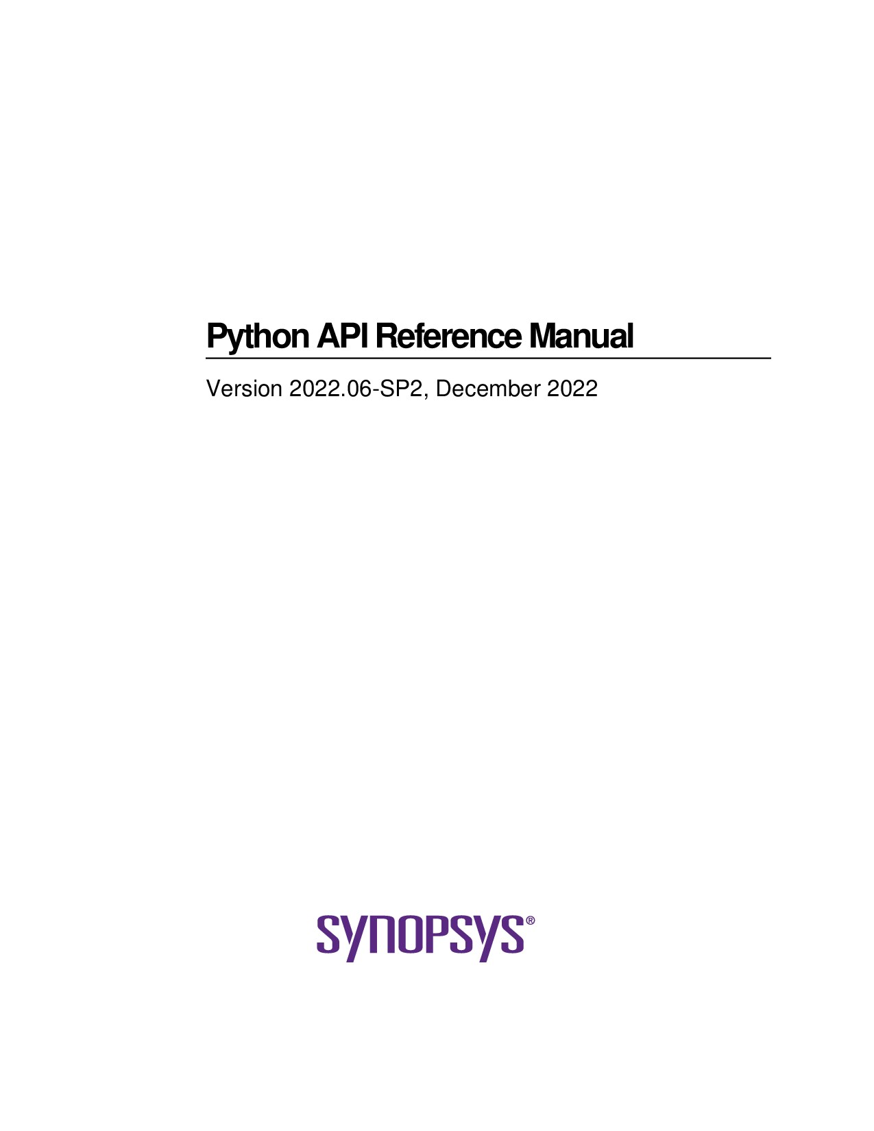 Python API Reference Manual