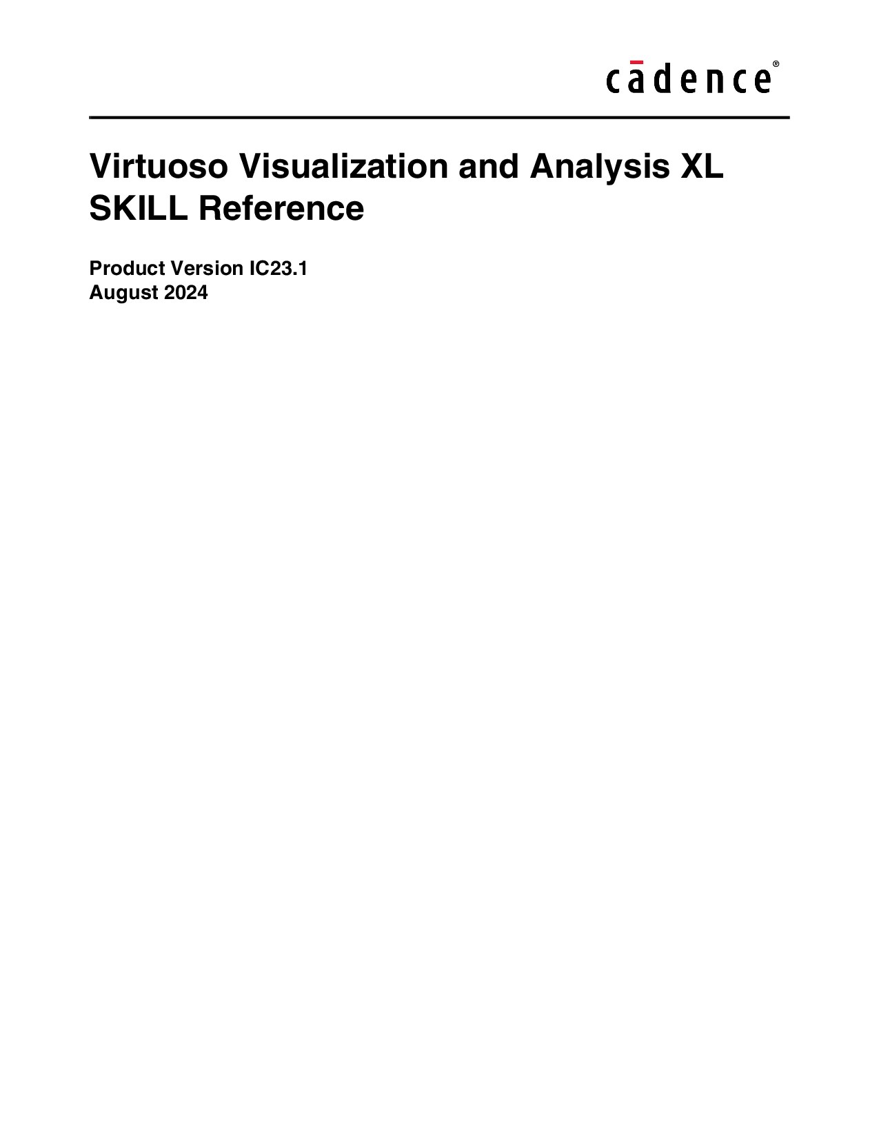Virtuoso Visualization and Analysis XL SKILL Refer ence