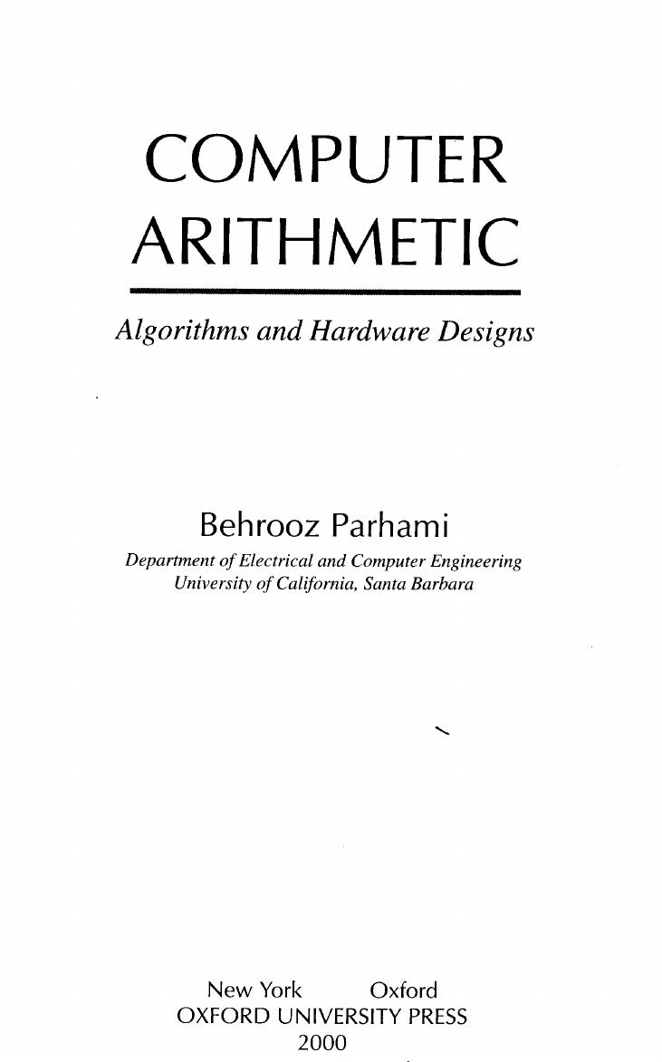 Computer Arithmetic - Algorithms and Hardware Designs