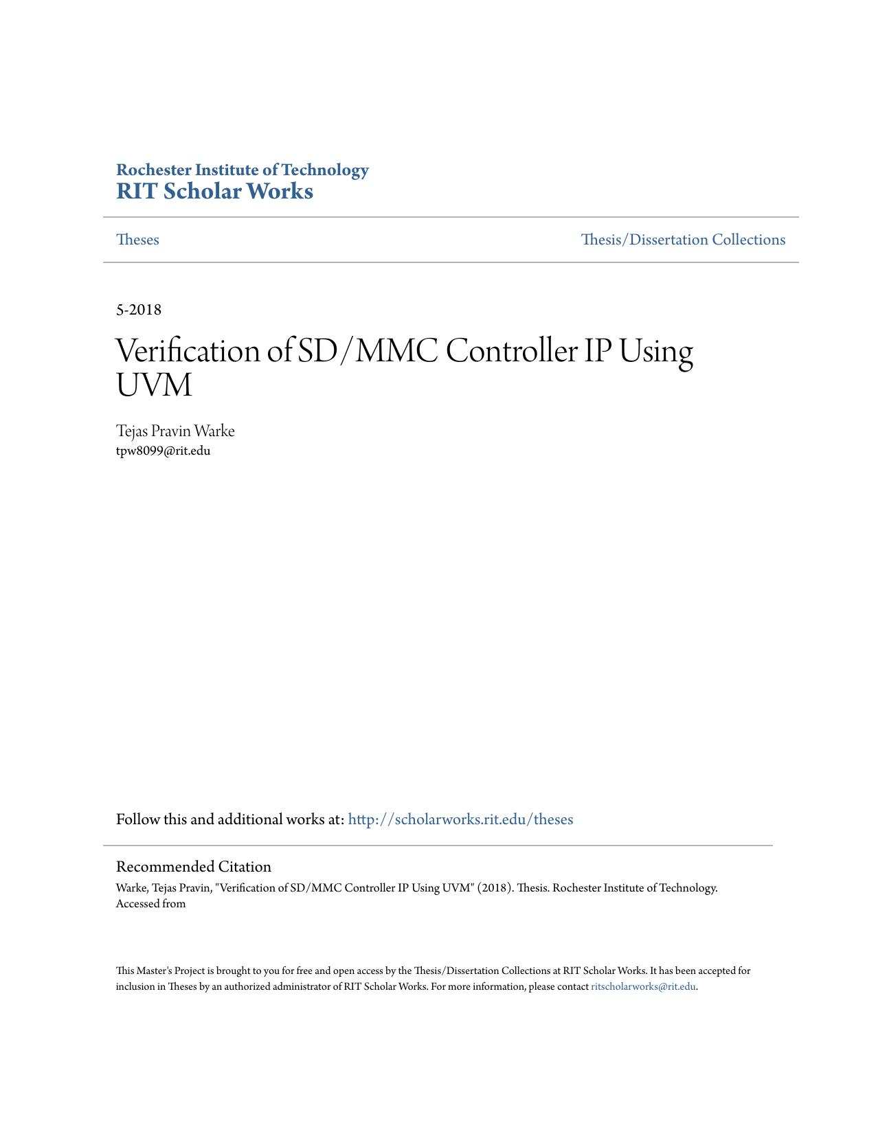 Verification of SD/MMC Controller IP Using UVM