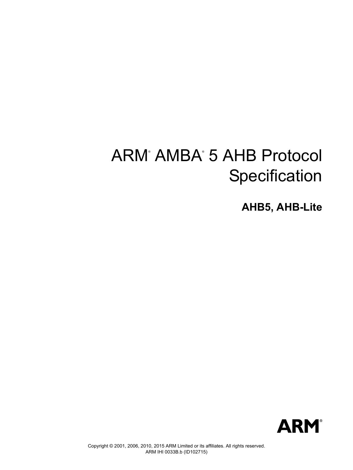 ARM AMBA 5 AHB Protocol Specification AHB5, AHB-Lite