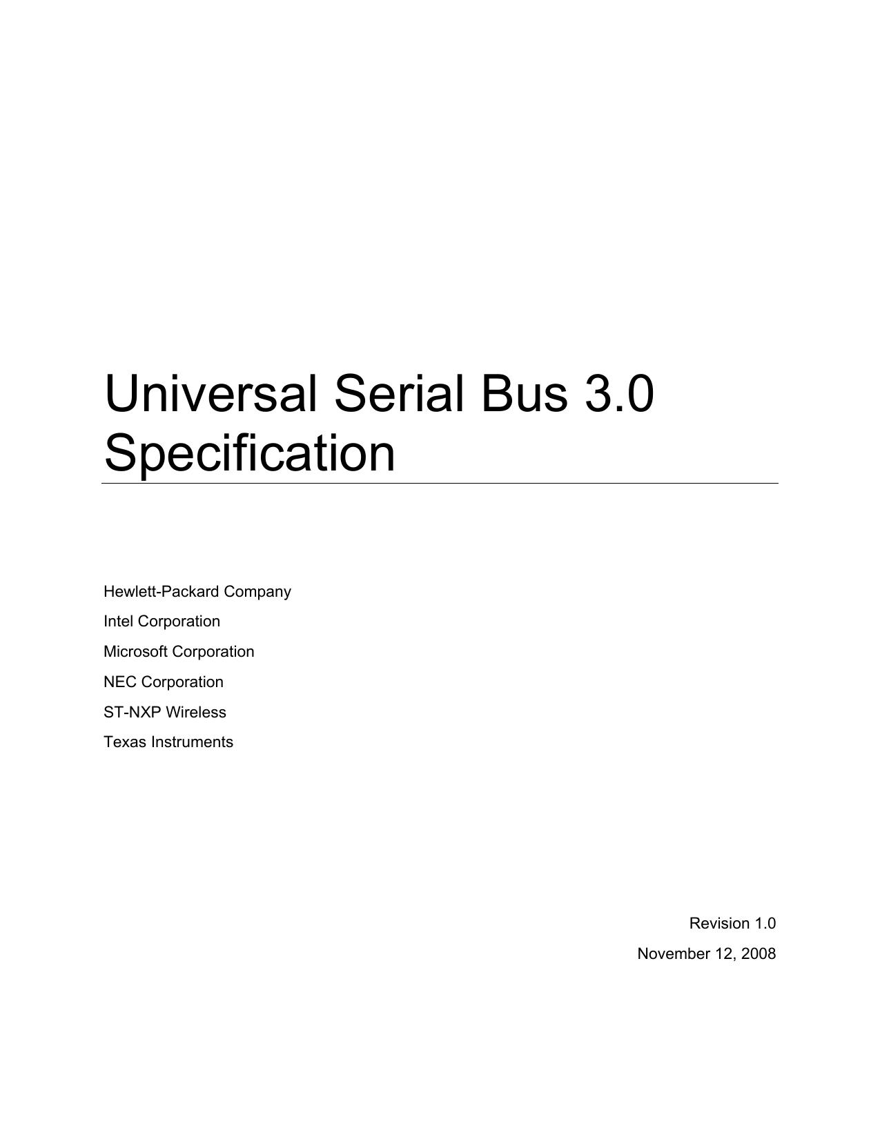 Universal Serial Bus 3.0 Specification