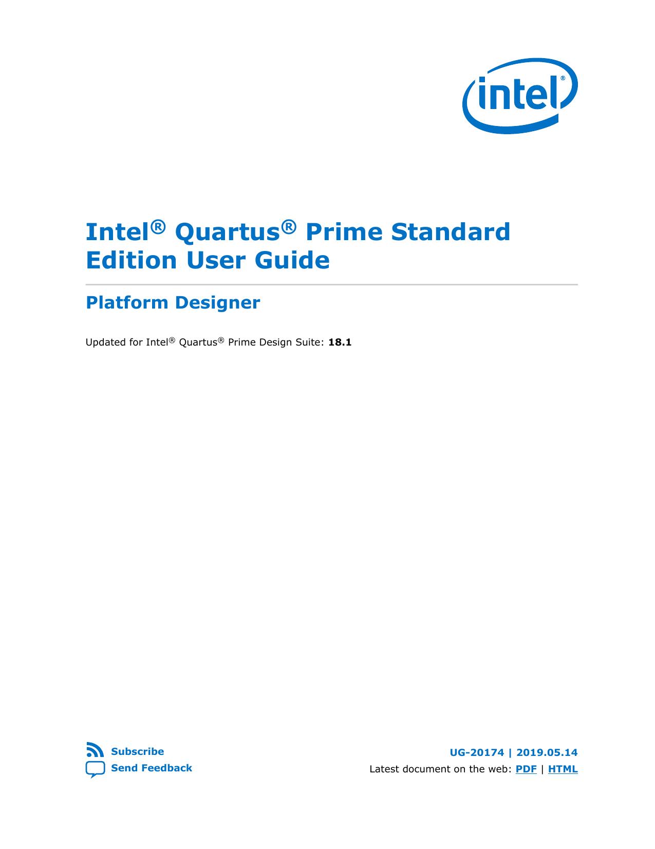 Intel® Quartus® Prime Standard Edition User Guide Platform Designer