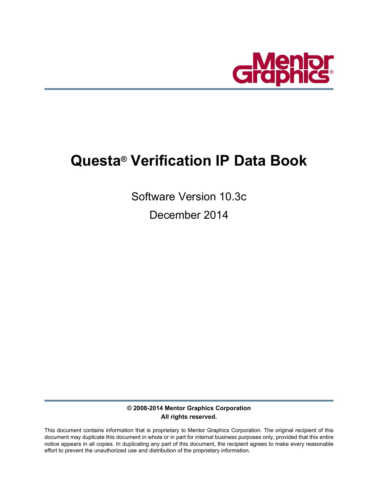 Questa Verification IP Data Book