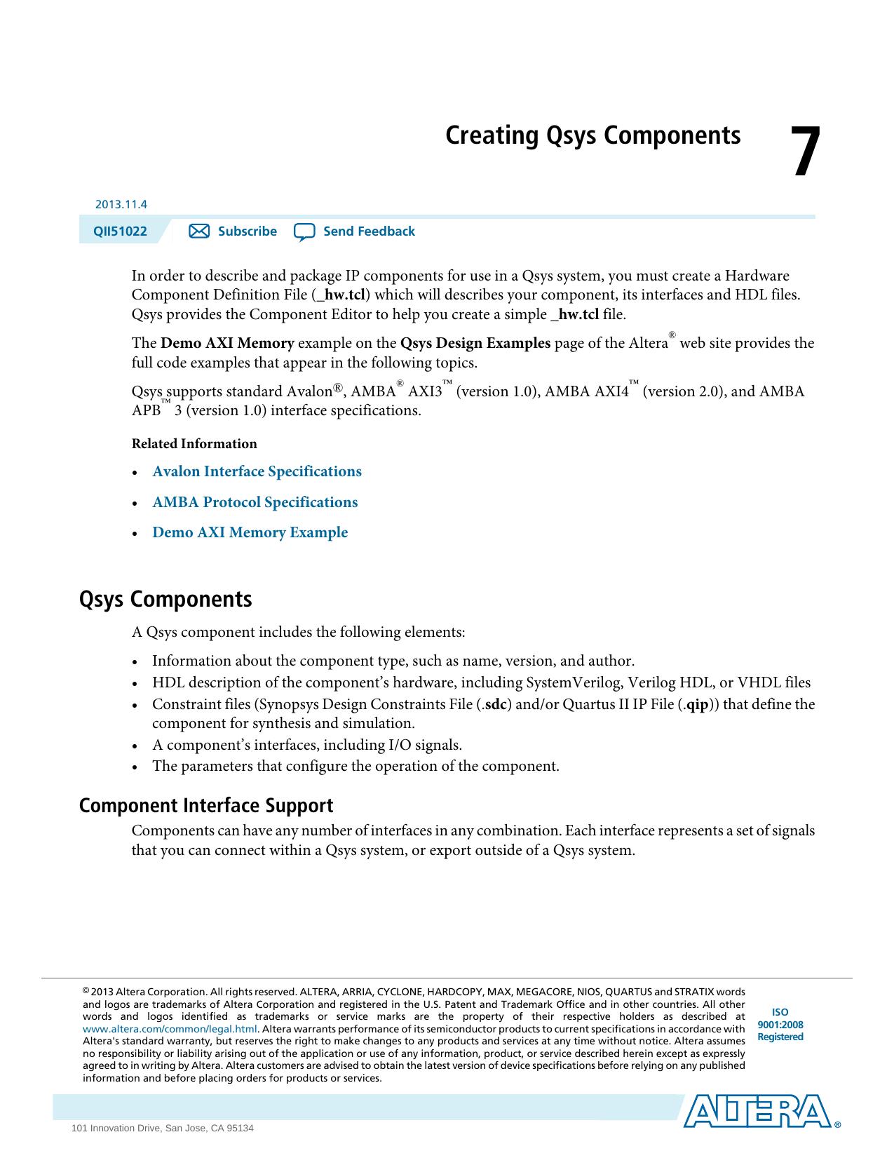 Creating Qsys Components