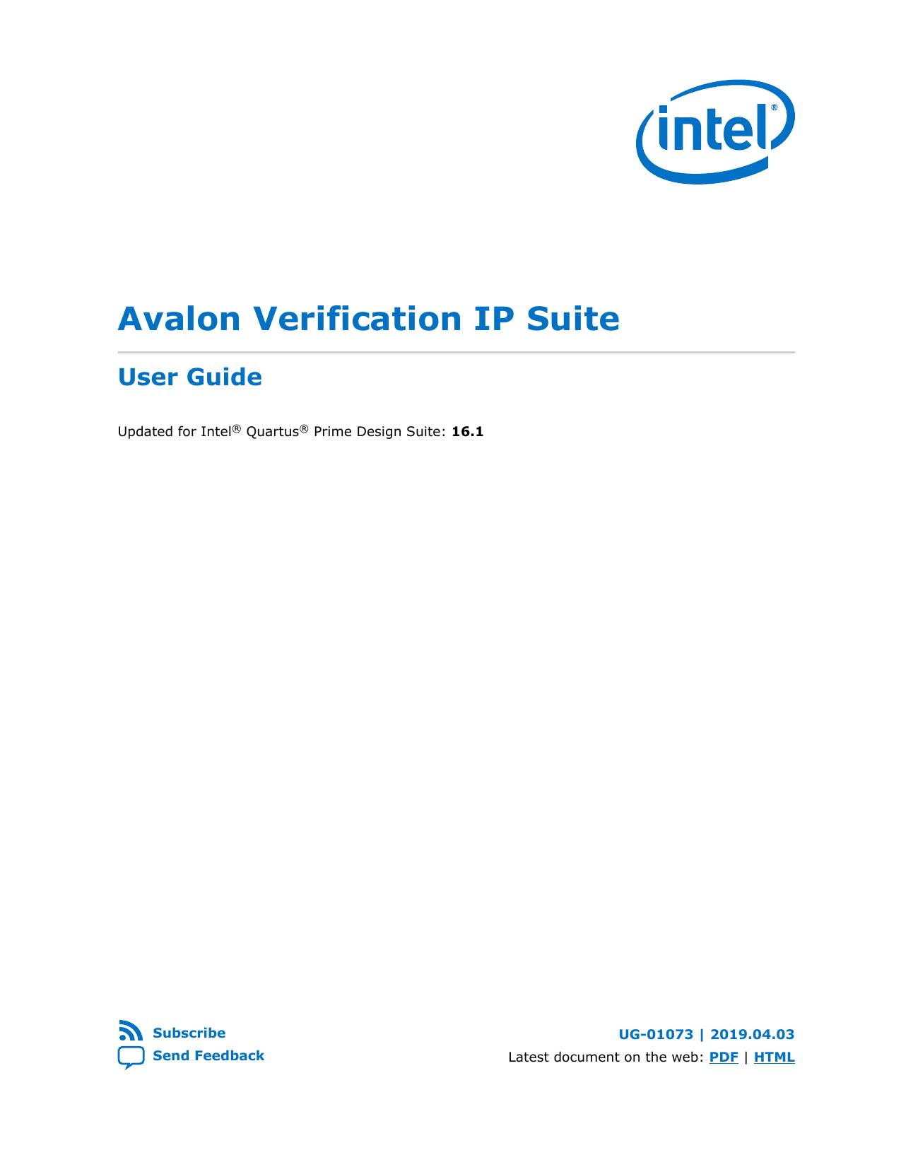 Avalon Verification IP Suite User Guide