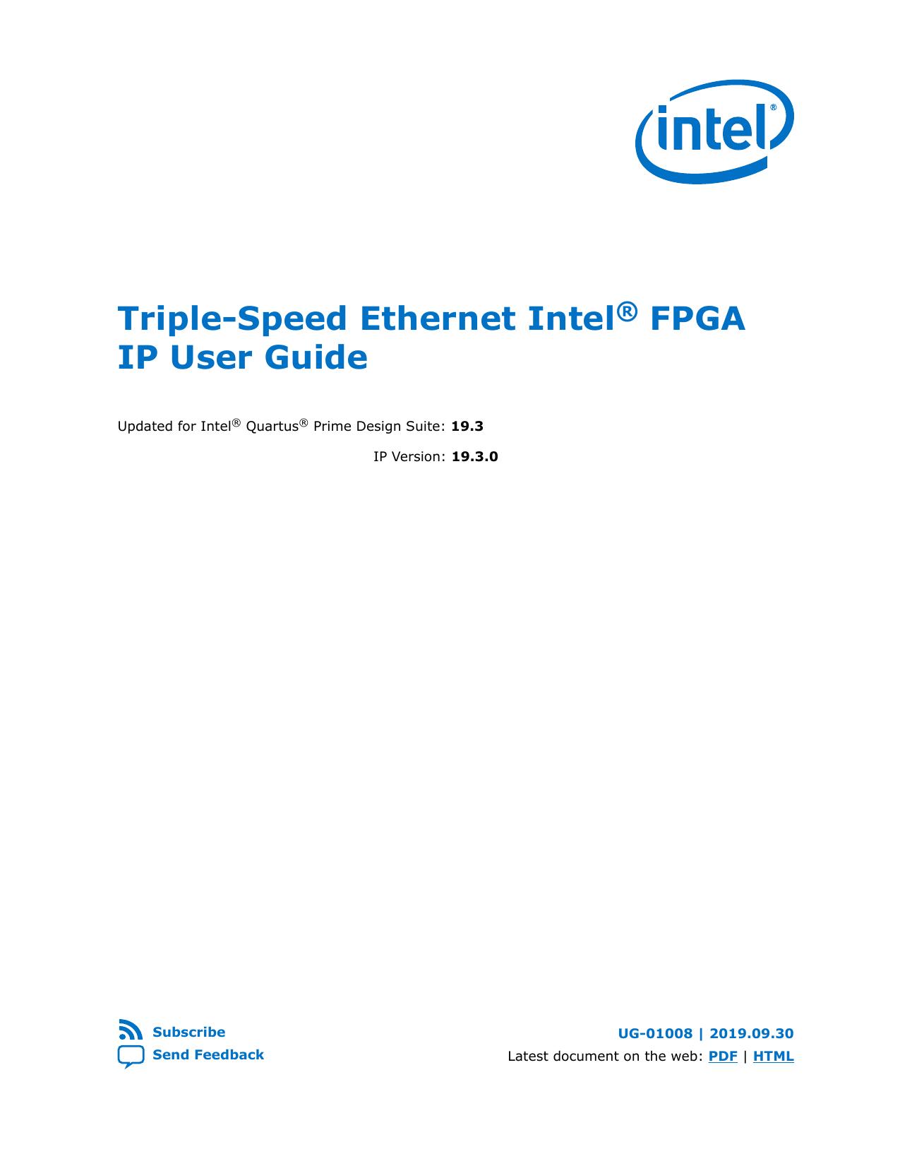 Triple-Speed Ethernet Intel® FPGA IP User Guide