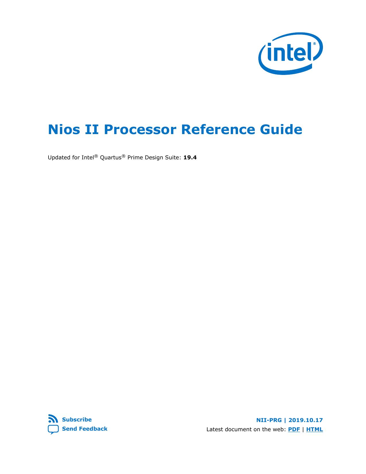 Nios II Processor Reference Guide