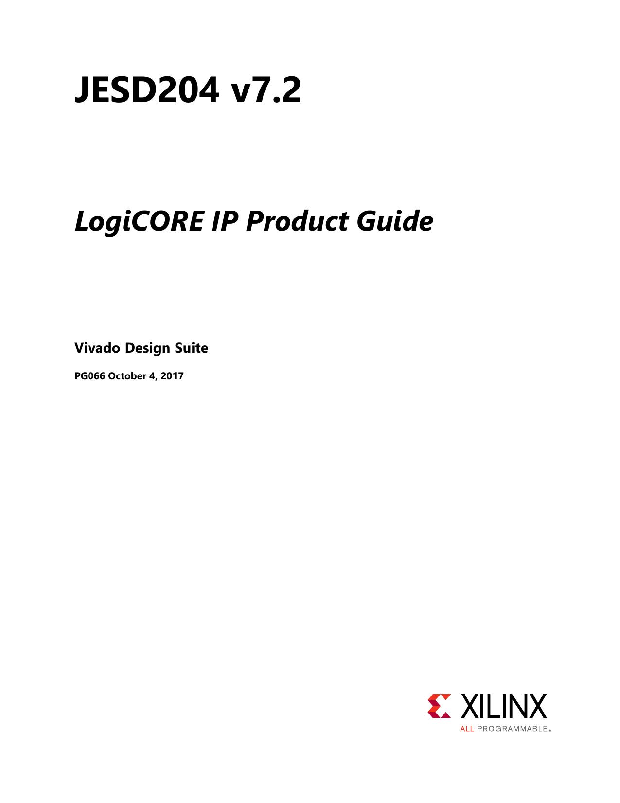 JESD204 v7.2 LogiCORE IP Product Guide (PG066)