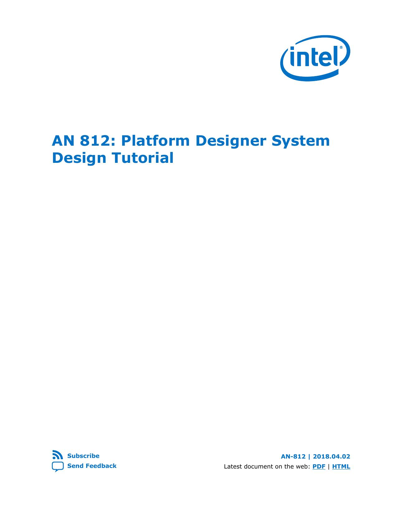 AN 812: Platform Designer System Design Tutorial