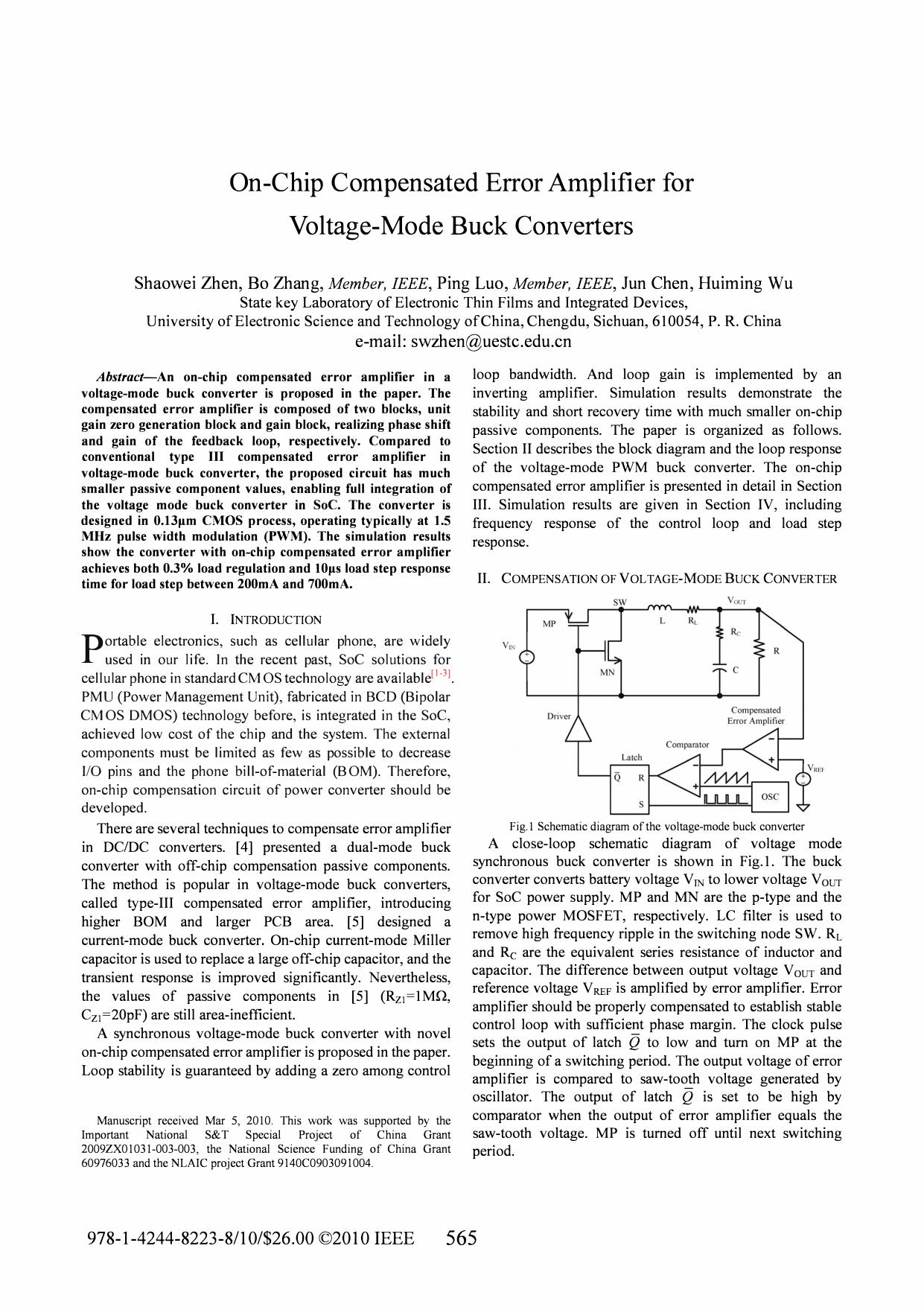 On-Chip Compensated Error Amplifier for