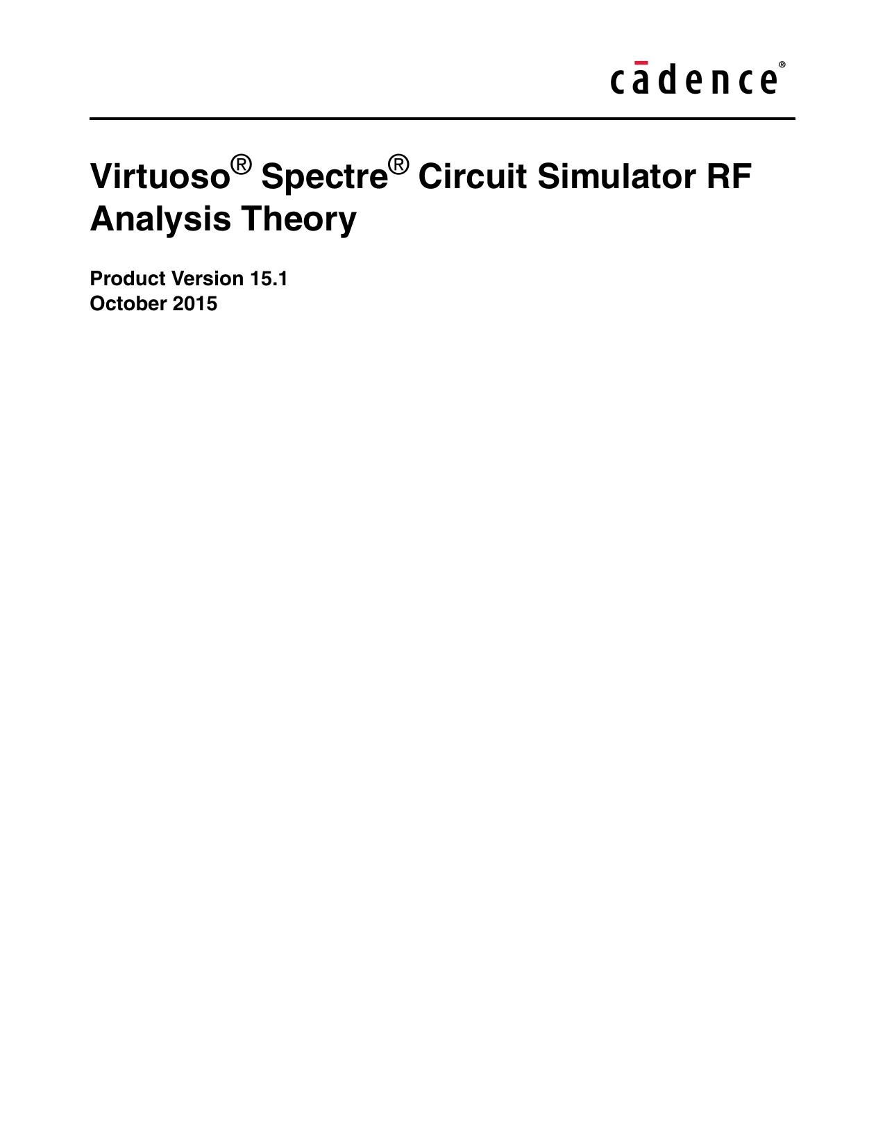 Virtuoso Spectre Circuit Simulator RF Analysis Theory