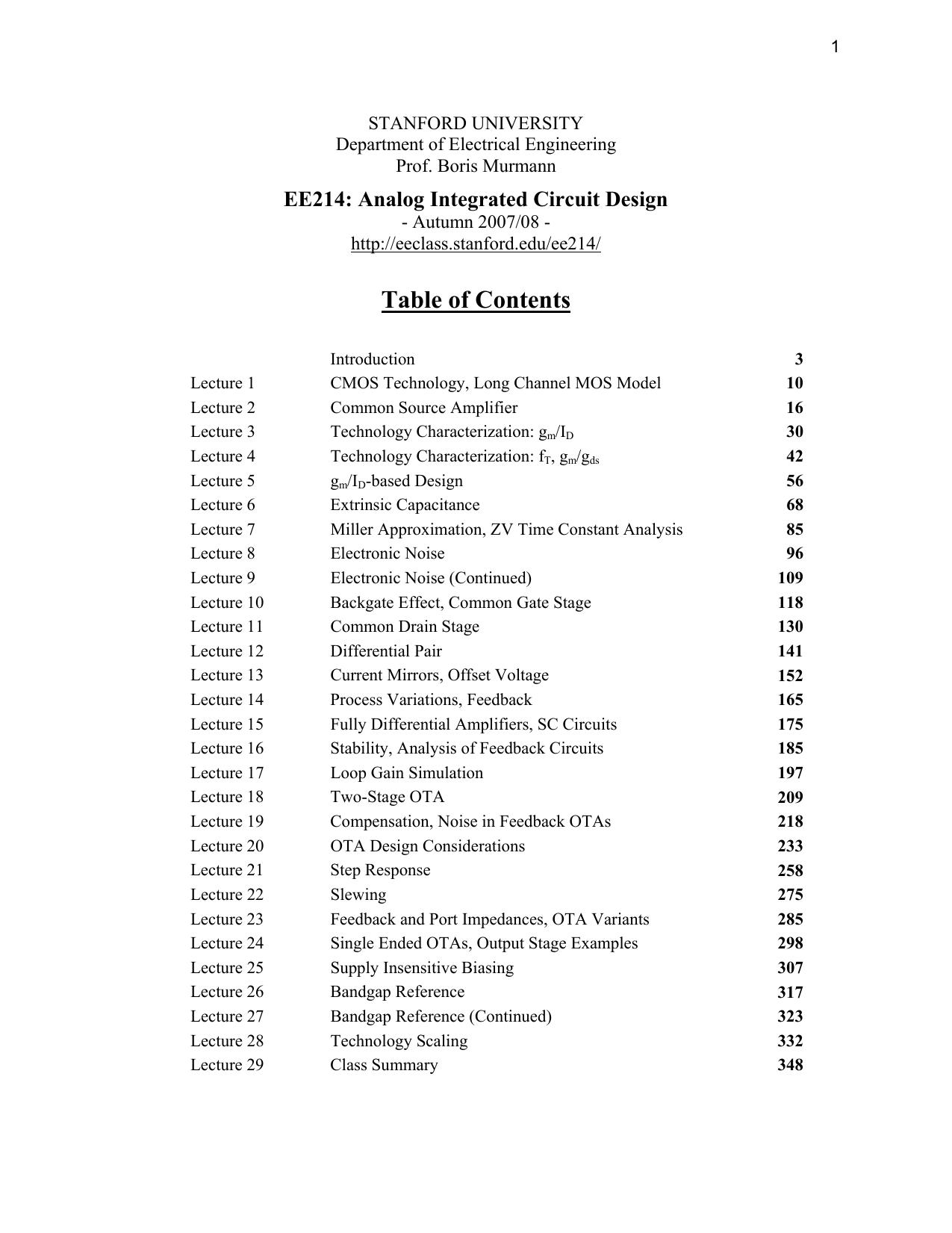 EE214: Analog Integrated Circuit Design