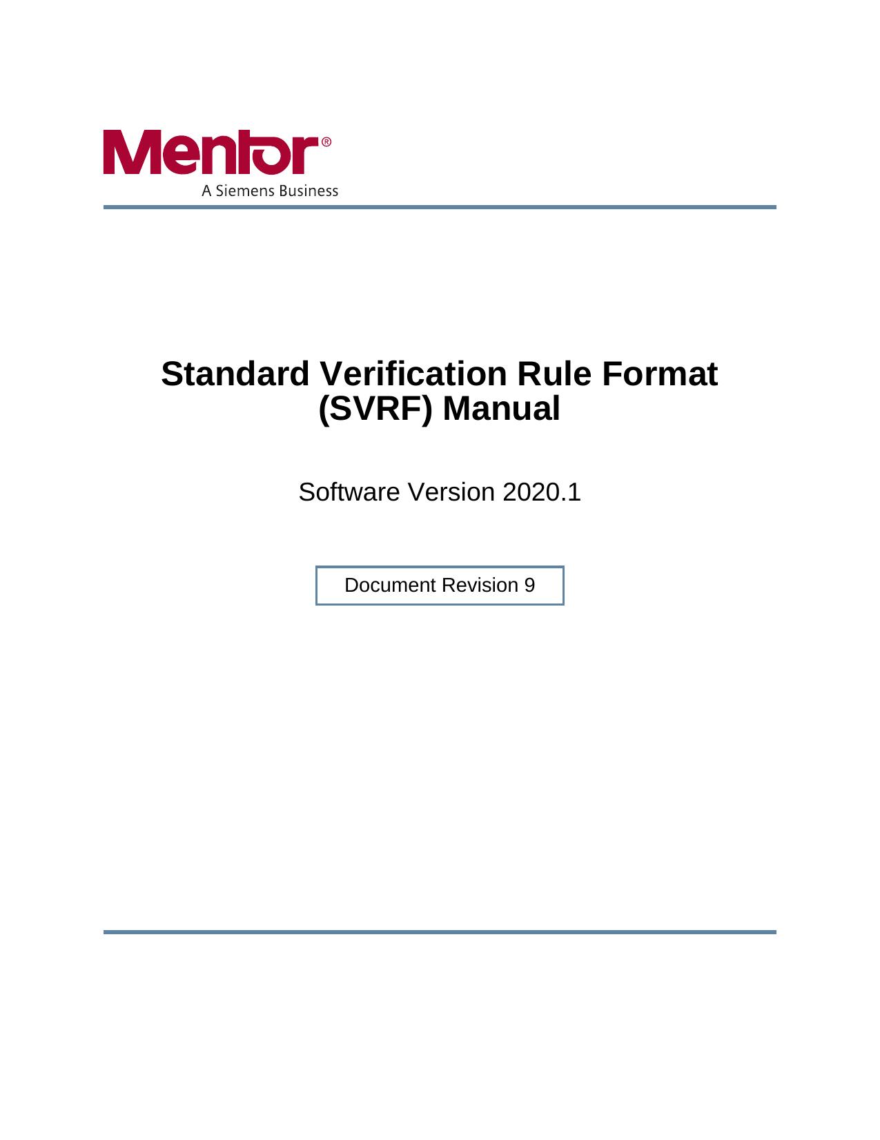 Standard Verification Rule Format (SVRF) Manual 2020