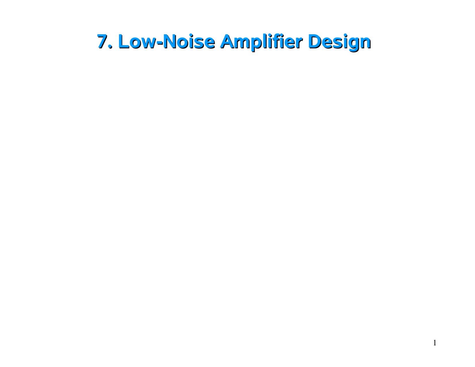 HFIC chapter 7 low-noise amplifier design