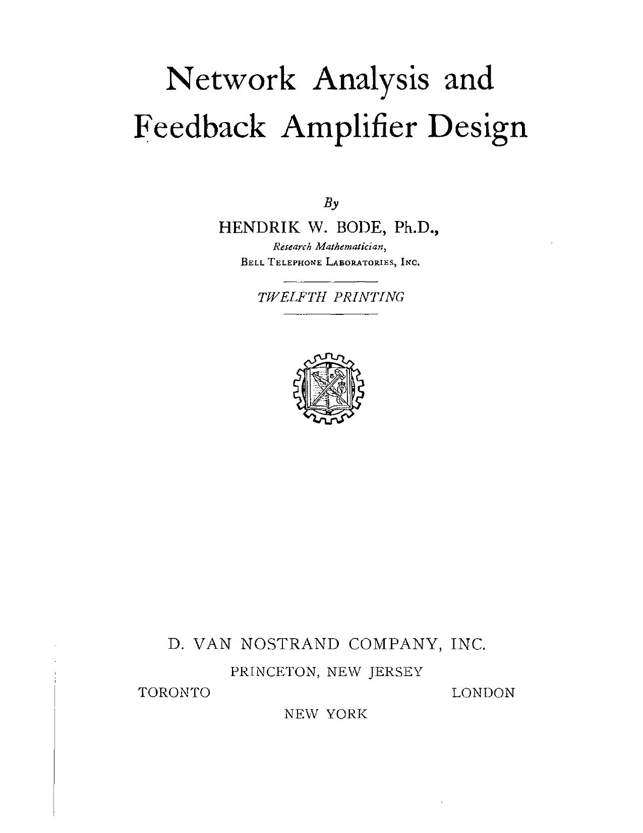 Network Analysis and Feedback Amplifier Design 12th ed - H. Bode (Van Nostrand, 1945) WW.djvu