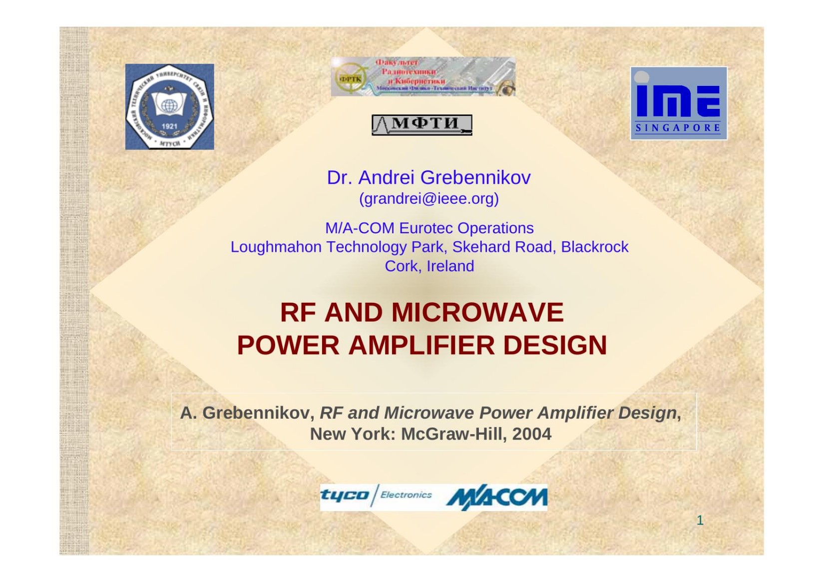 RF and Microwave Power Amplifier Design Grebennikov 2004 PPT