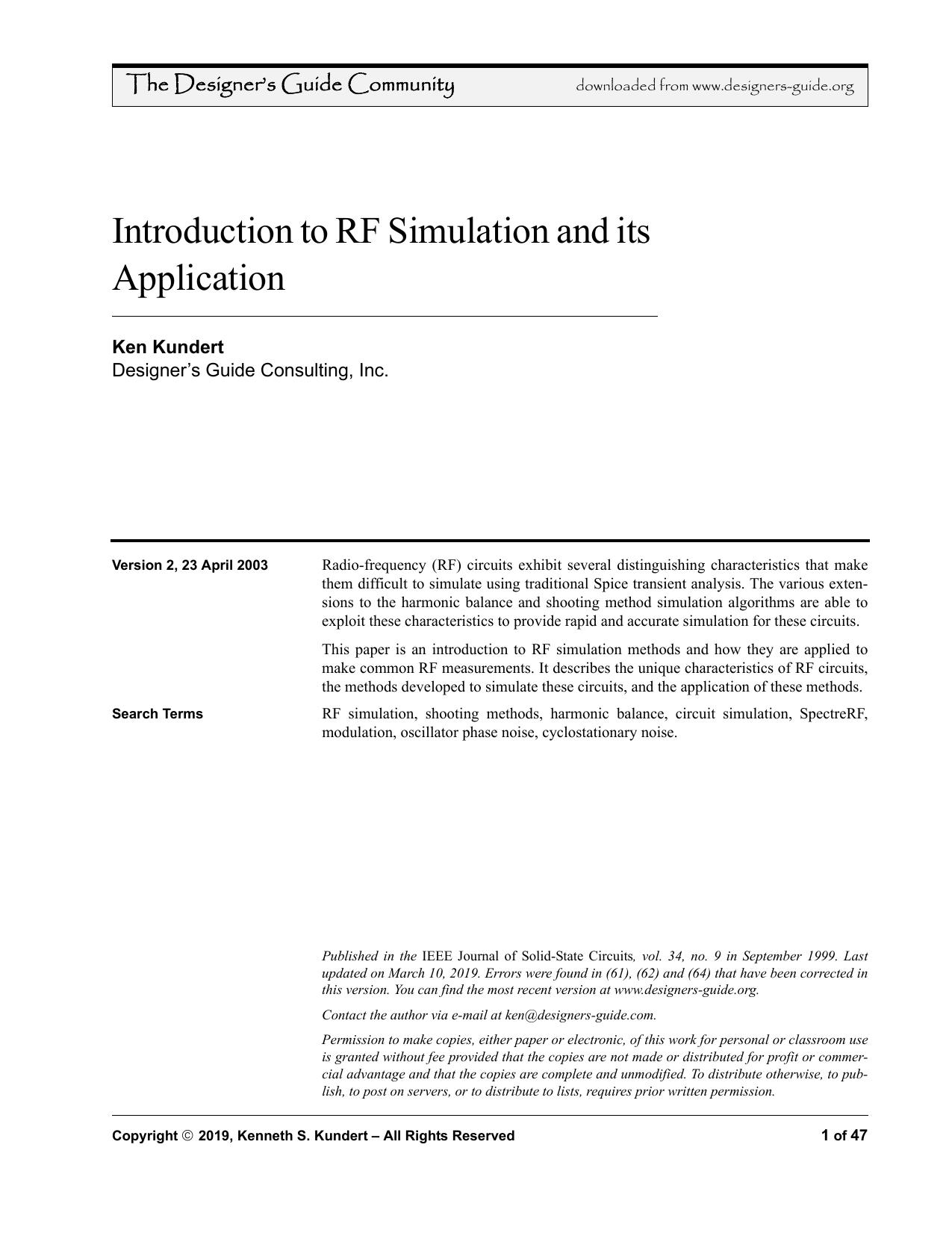 Introduction to RF Simulation and its Application