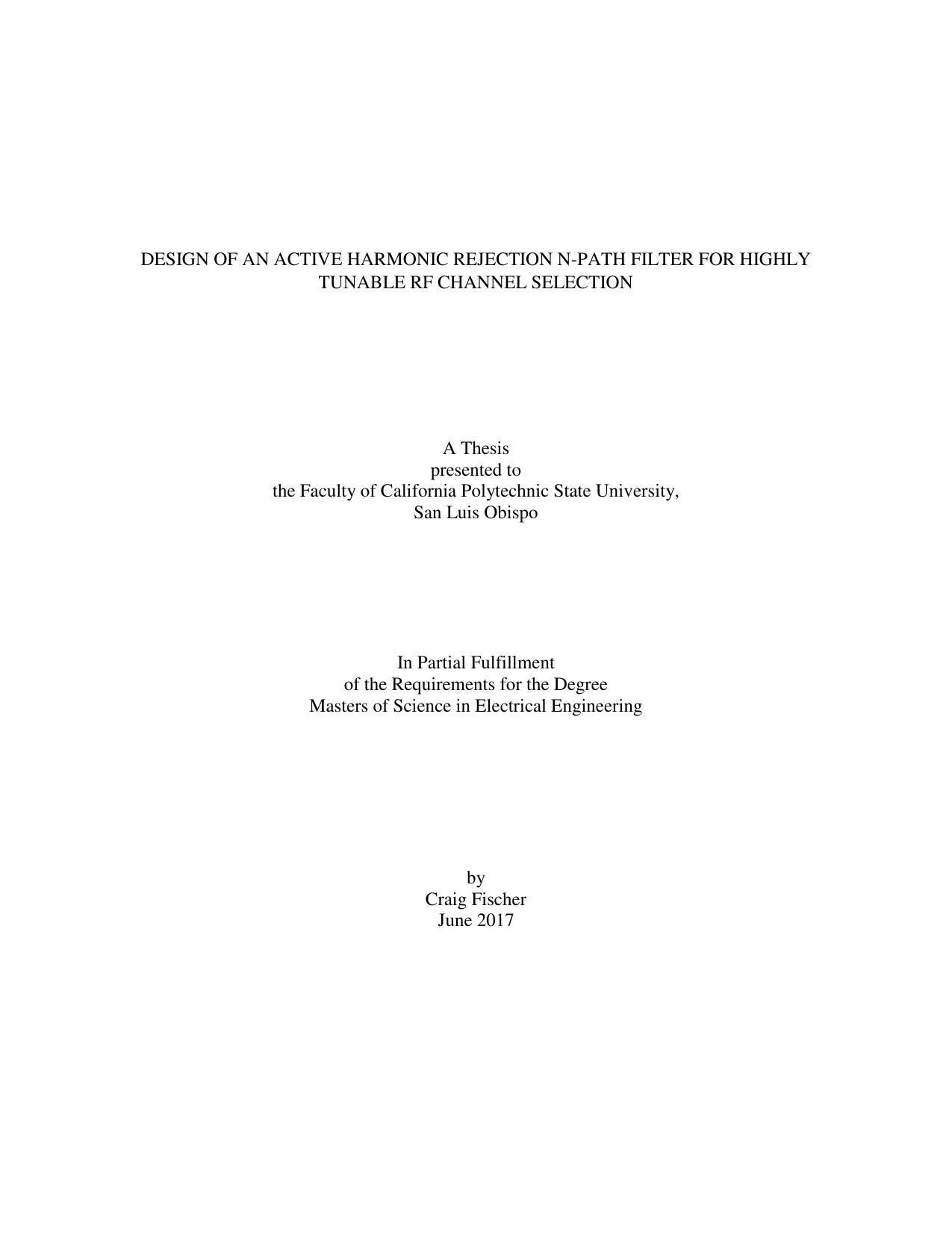 Design of an Active Harmonic Rejection N-Path Filter for Highly T