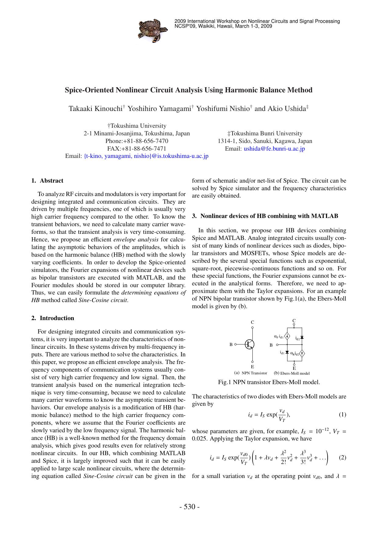 Spice-Oriented Nonlinear Circuit Analysis Using Harmonic Balance Method