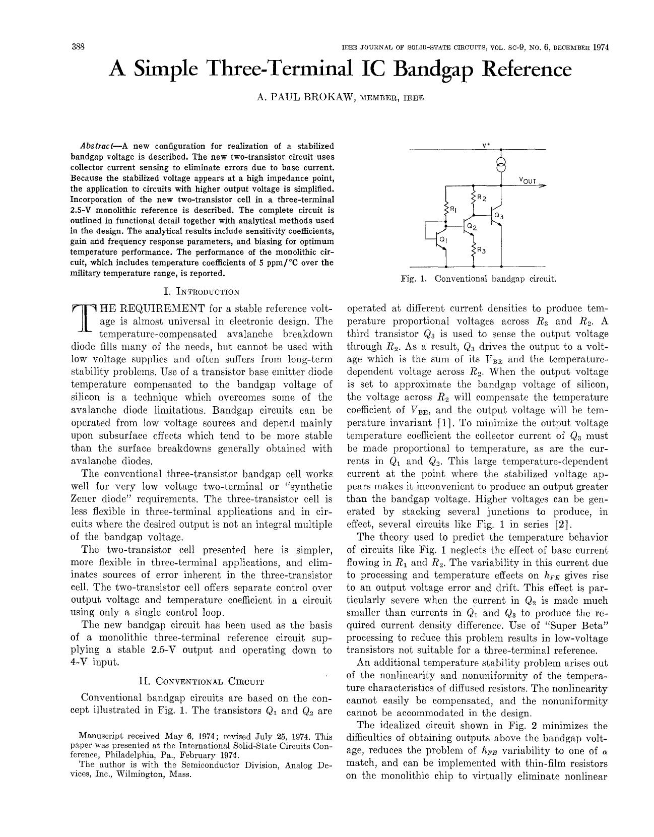 A simple three-terminal IC bandgap reference