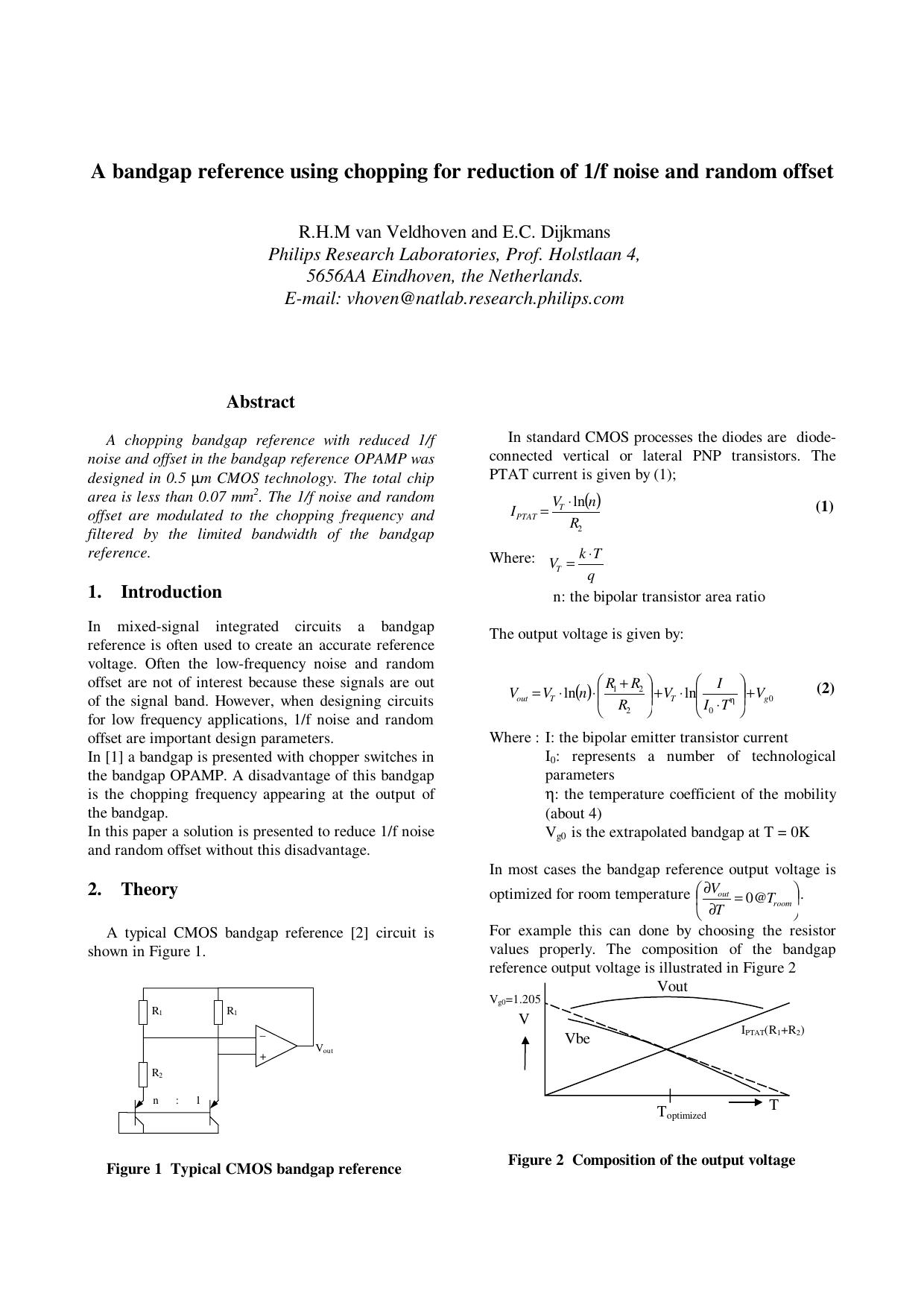 A bandgap reference using chopping for reduction of